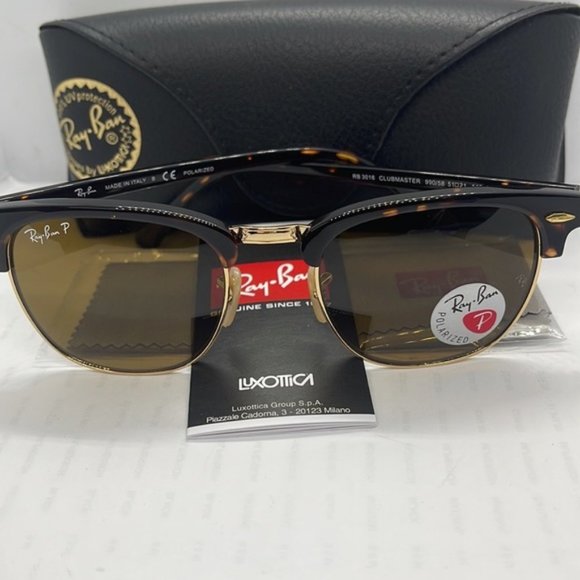 Brand new Rayban Club Master Unisex style 3016 Tortoise/Brown Polarized lenses - Picture 3 of 7
